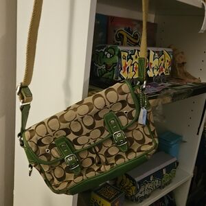 Coach Green and Tan Crossbody Bag